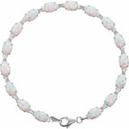 Pulseira riviera opala branca – Ouro Branco 14k