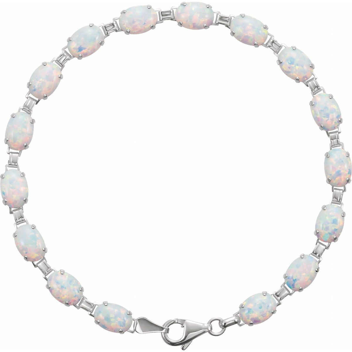 Pulseira riviera opala branca – Ouro Branco 14k