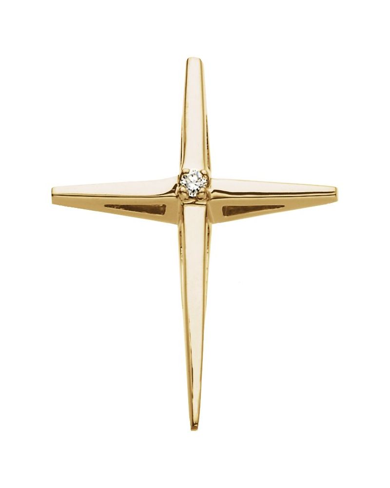 Pingente Cruz Cravejado em Ouro 14k com Diamantes Naturais – Modelo 38