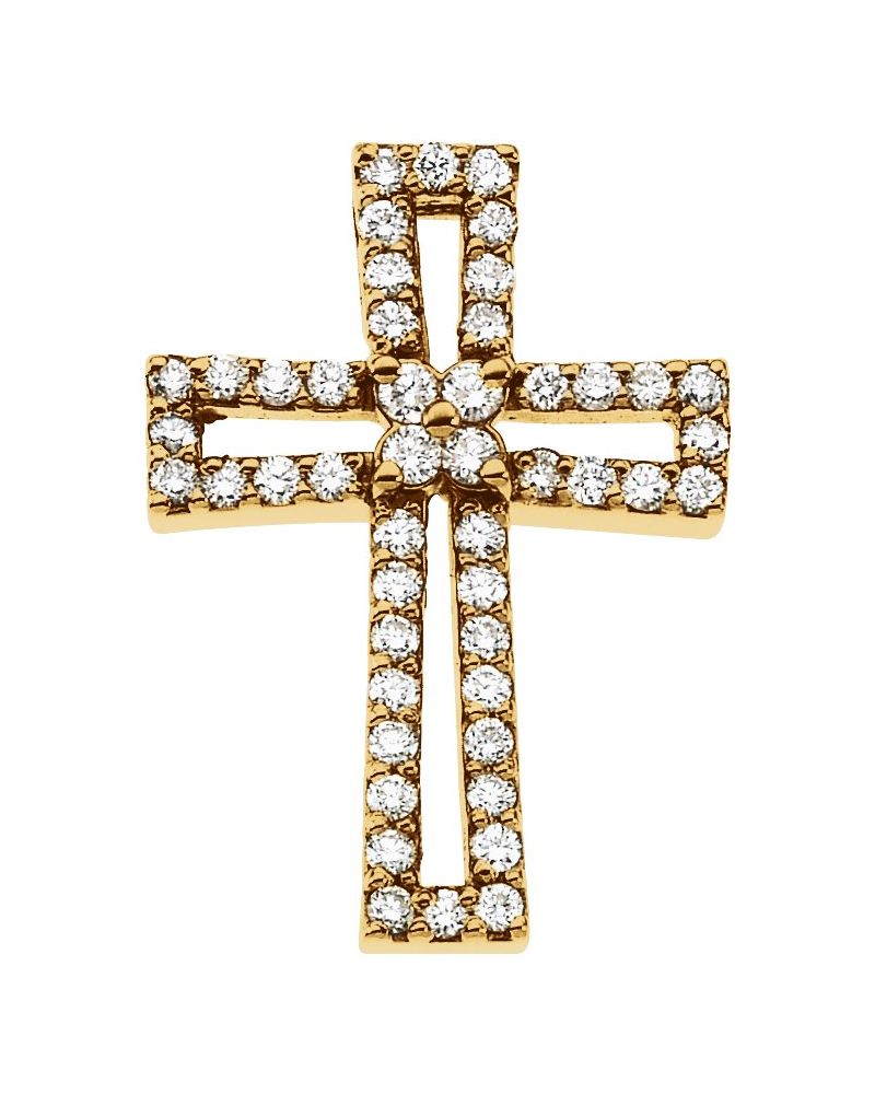 Pingente Cruz em Ouro 14k com Diamantes Naturais – Modelo 28