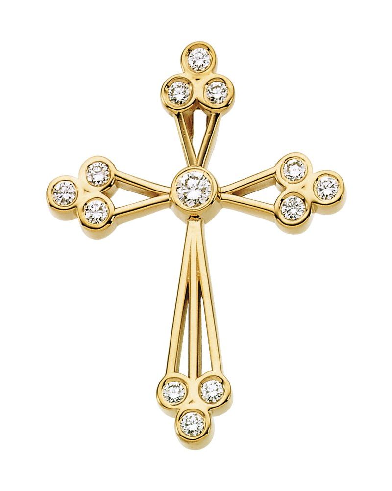 Pingente Cruz Cravejado em Ouro 14k com Diamantes Naturais – Modelo 33