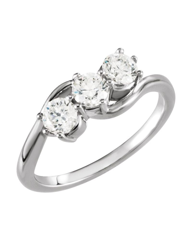 Anel Três Pedras em Ouro 14k com Diamantes Naturais – Modelo 8
