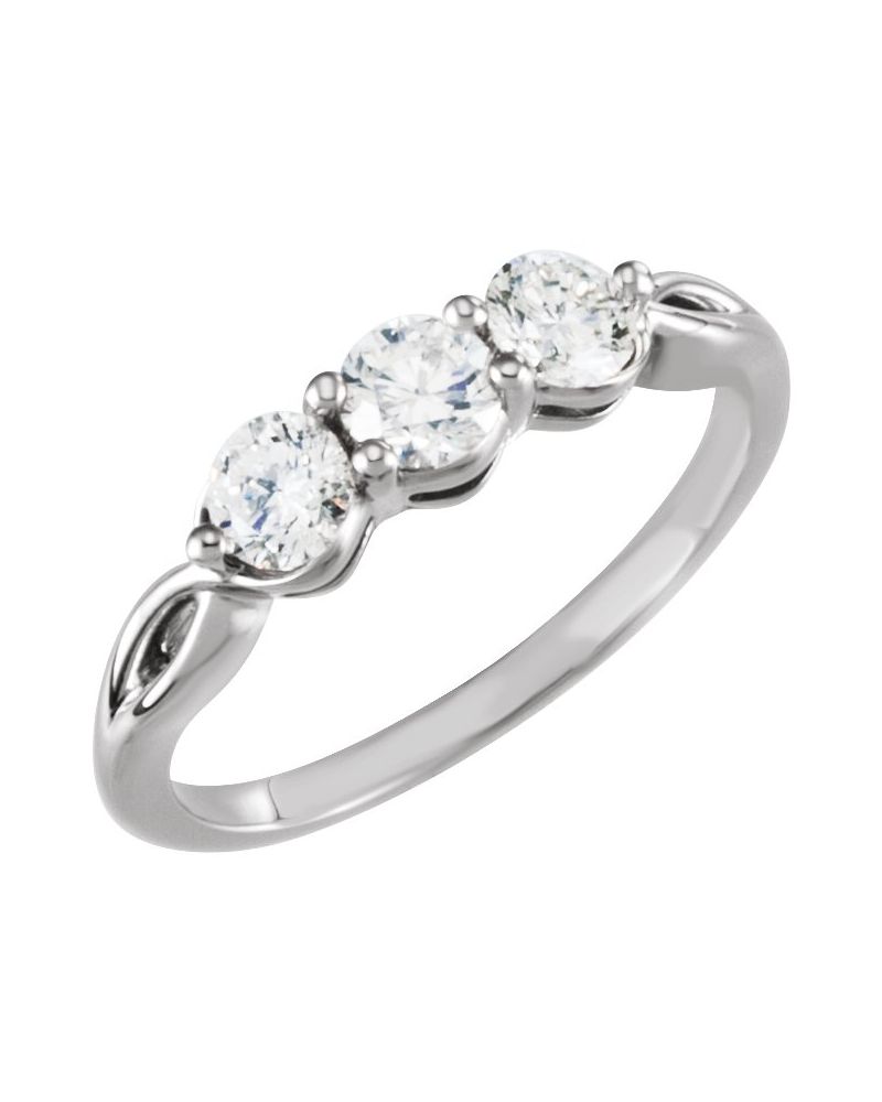 Anel Três Pedras em Ouro 14k com Diamantes Naturais – Modelo 5