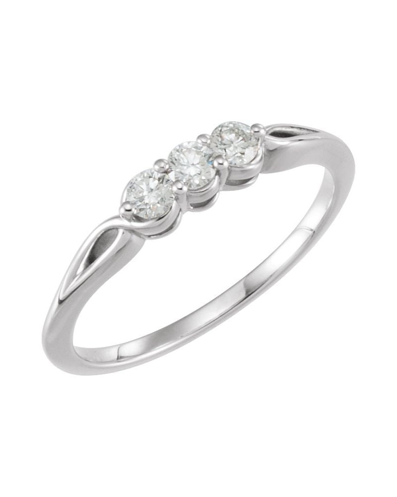 Anel Três Pedras em Ouro 14k com Diamantes Naturais – Modelo 5