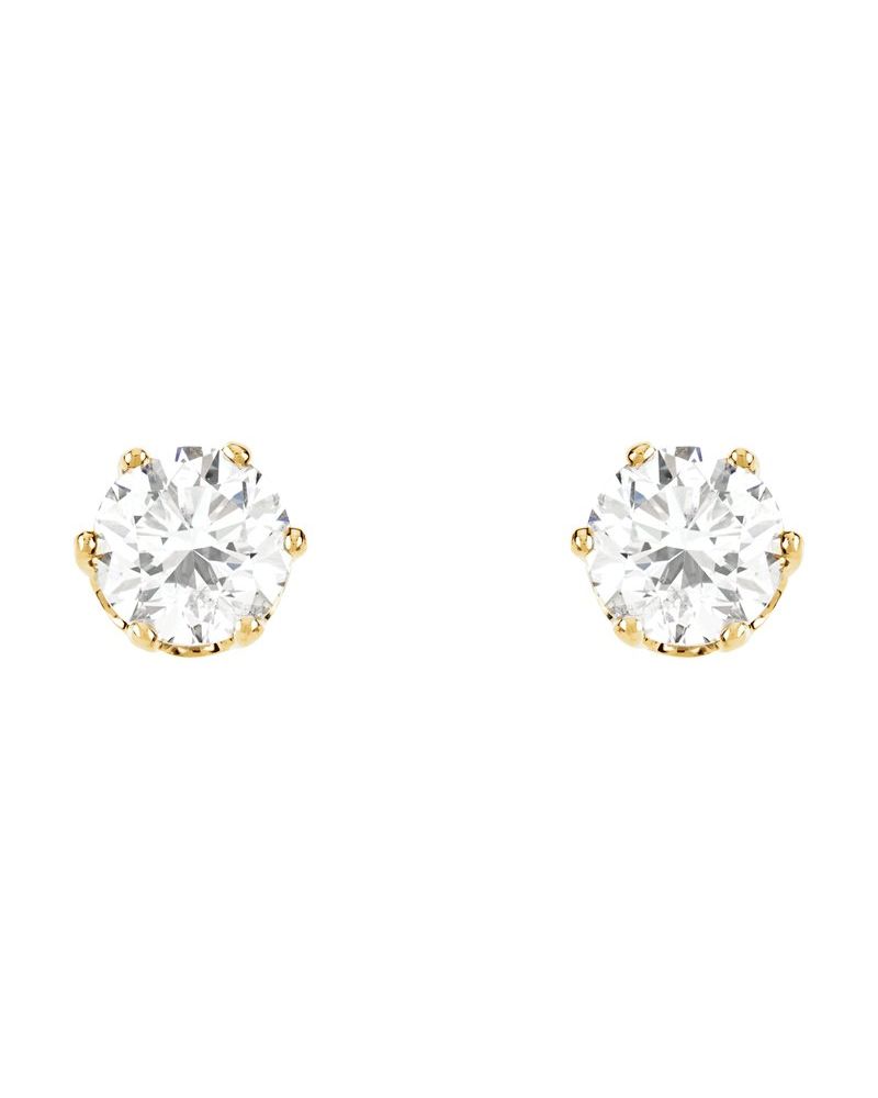 Brinco Ponto de Luz Redondo Seis Garras em Ouro 14k com Diamantes Naturais – Modelo 2