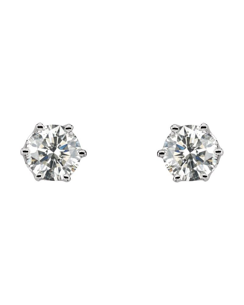 Brinco Ponto de Luz Redondo Seis Garras em Ouro 14k com Diamantes Naturais – Modelo 4