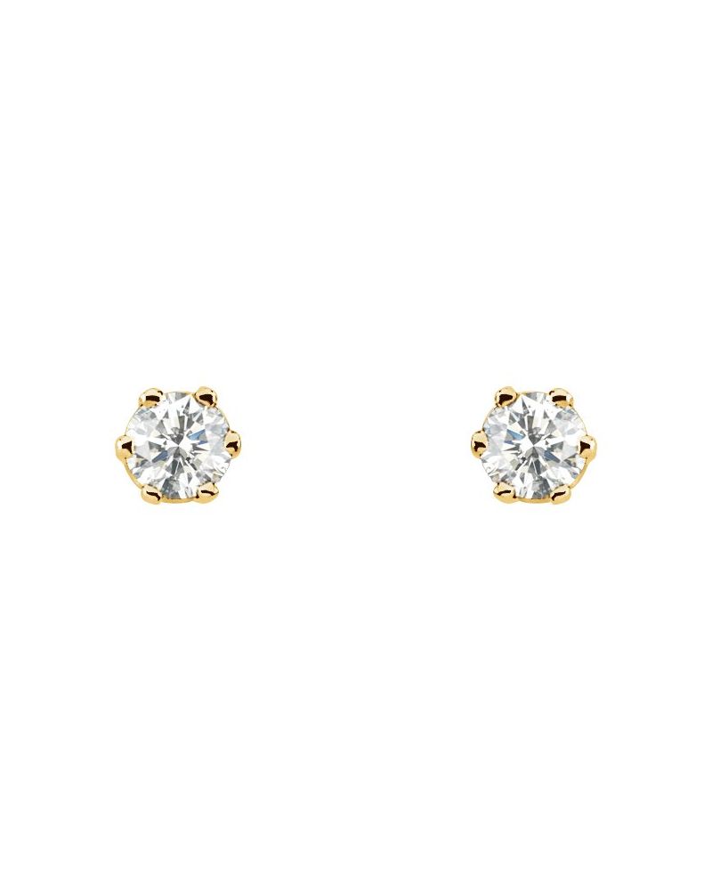 Brinco Ponto de Luz Redondo Seis Garras em Ouro 14k com Diamantes Naturais – Modelo 4