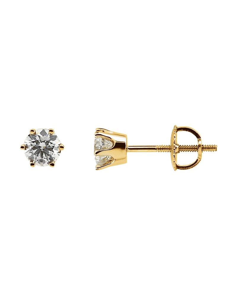 Brinco Ponto de Luz Redondo Seis Garras em Ouro 14k com Diamantes Naturais – Modelo 4