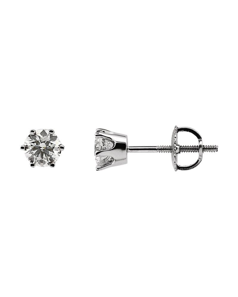 Brinco Ponto de Luz Redondo Seis Garras em Ouro 14k com Diamantes Naturais – Modelo 4