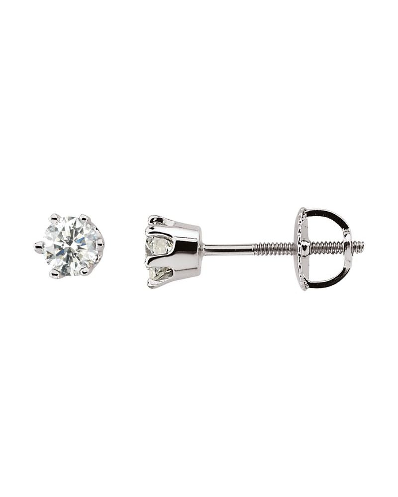 Brinco Ponto de Luz Redondo Seis Garras em Ouro 14k com Diamantes Naturais – Modelo 4