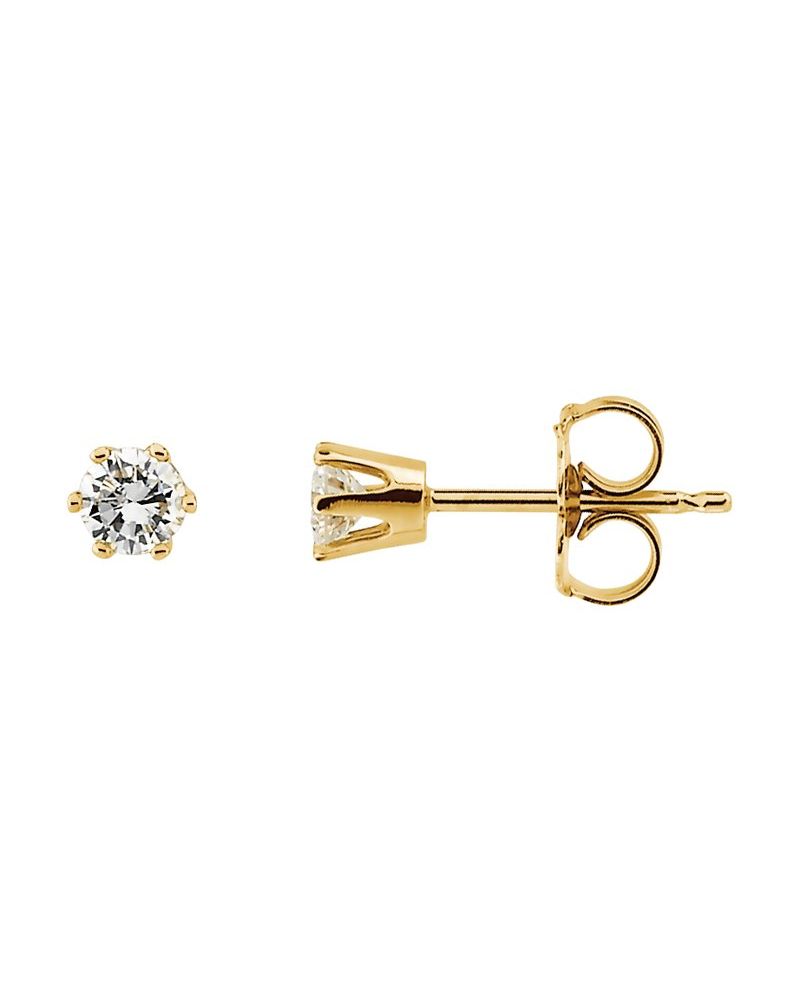 Brinco Ponto de Luz Redondo Seis Garras em Ouro 14k com Diamantes Naturais – Modelo 3