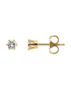 Brinco Ponto de Luz Redondo Seis Garras em Ouro 14k com Diamantes Naturais – Modelo 5