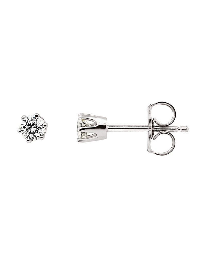 Brinco Ponto de Luz Redondo Seis Garras em Ouro 14k com Diamantes Naturais – Modelo 3