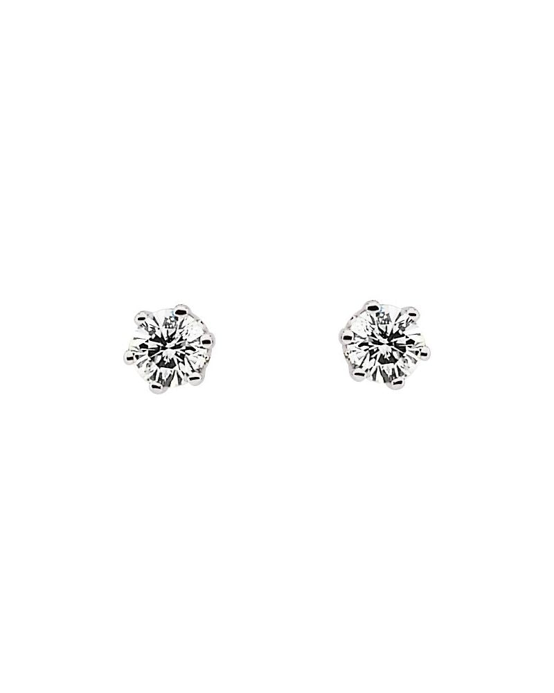 Brinco Ponto de Luz Redondo Seis Garras em Ouro 14k com Diamantes Naturais – Modelo 3