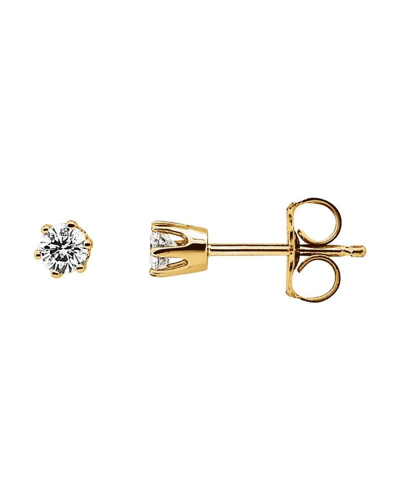 Brinco Ponto de Luz Redondo Seis Garras em Ouro 14k com Diamantes Naturais – Modelo 3