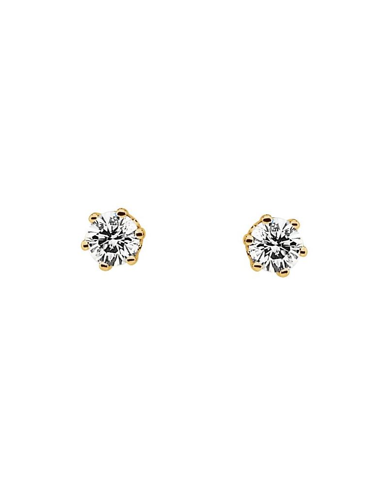 Brinco Ponto de Luz Redondo Seis Garras em Ouro 14k com Diamantes Naturais – Modelo 5