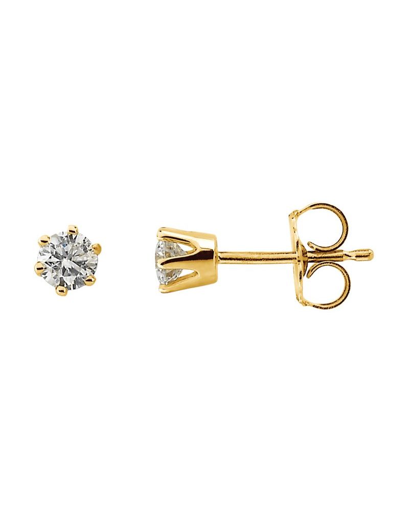 Brinco Ponto de Luz Redondo Seis Garras em Ouro 14k com Diamantes Naturais – Modelo 3