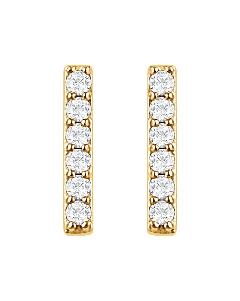 Brinco Barra em Ouro 14k com Diamantes de Laboratório