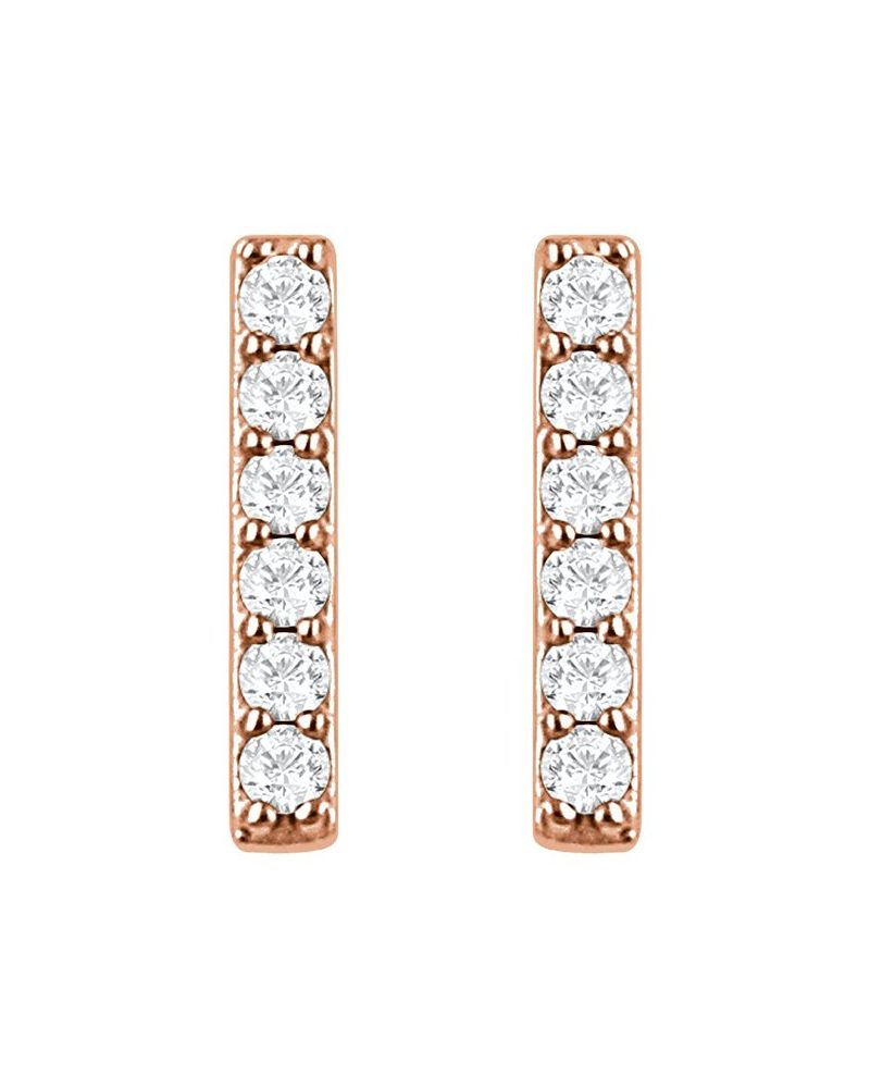 Brinco Barra em Ouro 14k com Diamantes de Laboratório