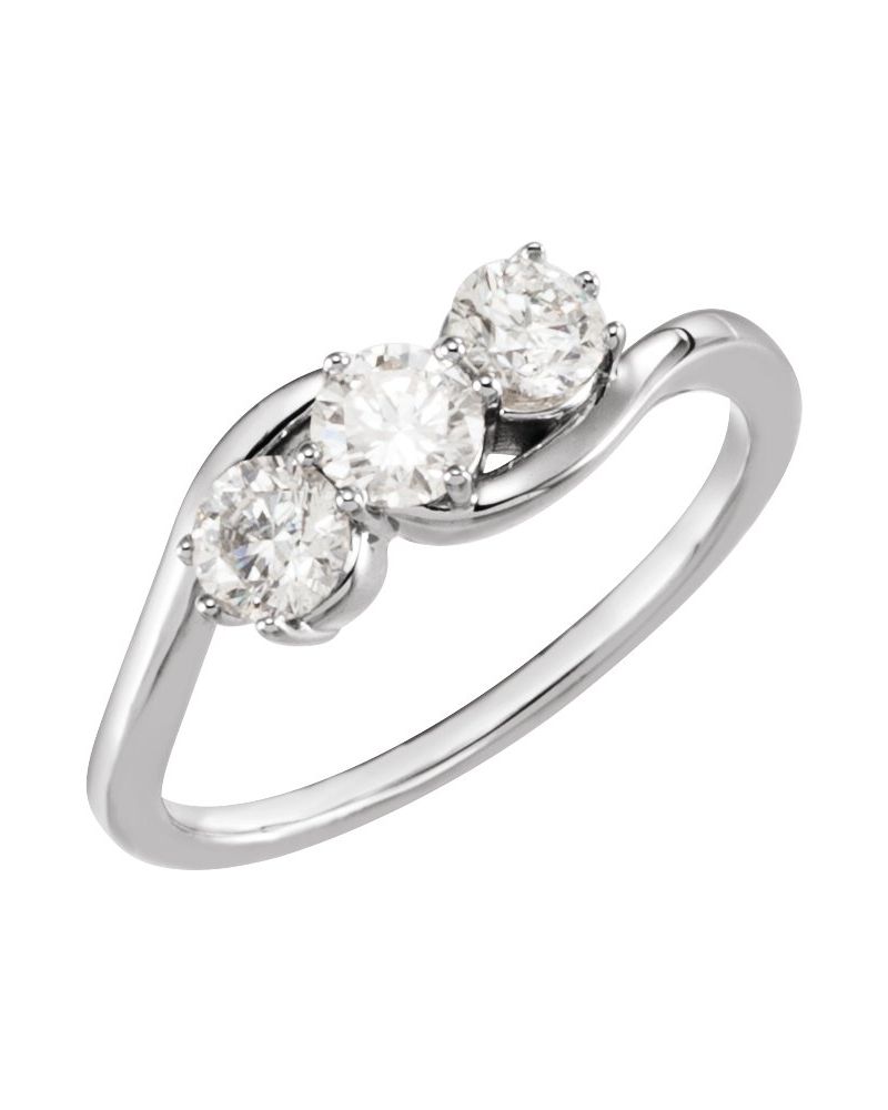 Anel Três Pedras em Ouro 14k com Diamantes Naturais – Modelo 8