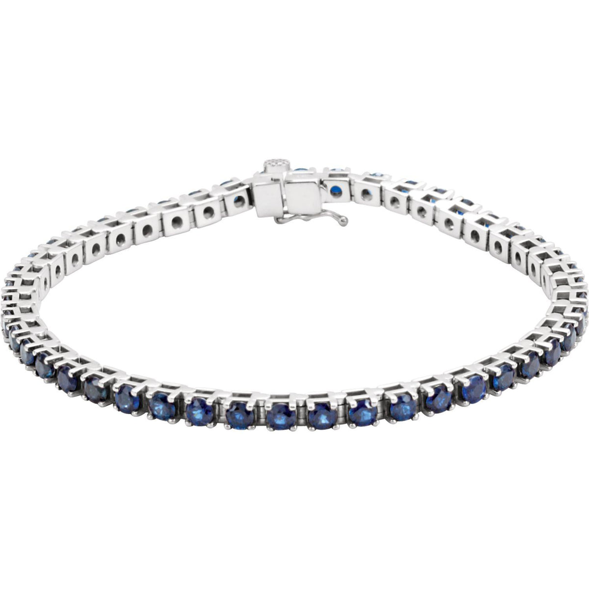 Pulseira riviera safira – Ouro Branco 14k