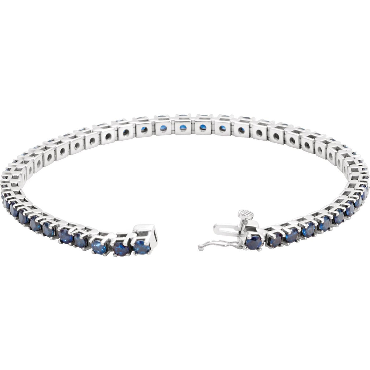 Pulseira riviera safira – Ouro Branco 14k