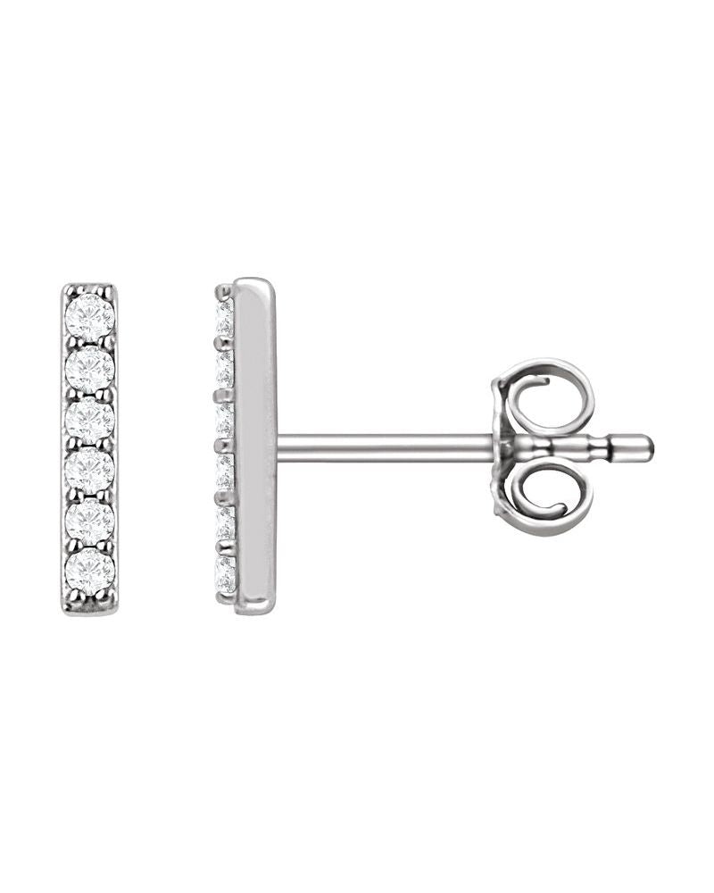 Brinco Barra em Ouro 14k com Diamantes de Laboratório