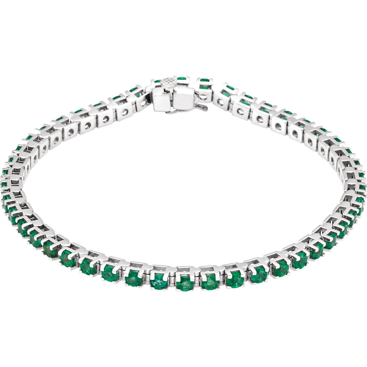 Pulseira riviera esmeralda – Ouro Branco 14k