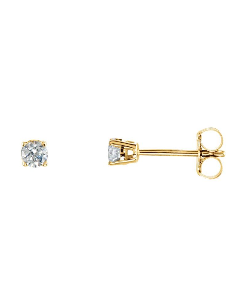 Brinco Ponto de Luz Redondo Quatro Garras em Ouro 14k com Diamantes Naturais – Modelo 7