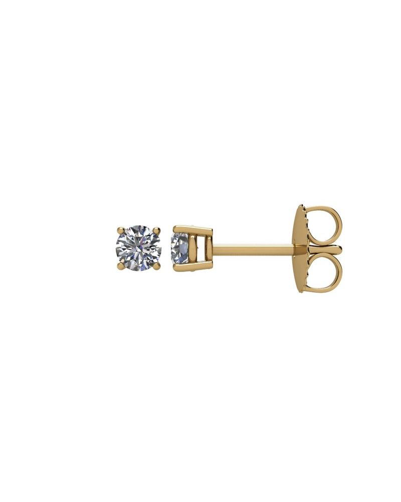 Brinco Ponto de Luz Redondo Quatro Garras em Ouro 14k com Diamantes Naturais – Modelo 7