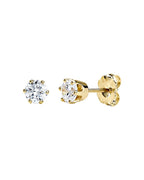 Brinco Ponto de Luz Redondo Seis Garras em Ouro 14k com Diamantes Naturais – Modelo 5