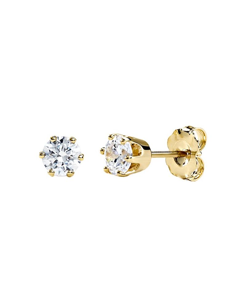 Brinco Ponto de Luz Redondo Seis Garras em Ouro 14k com Diamantes Naturais – Modelo 5