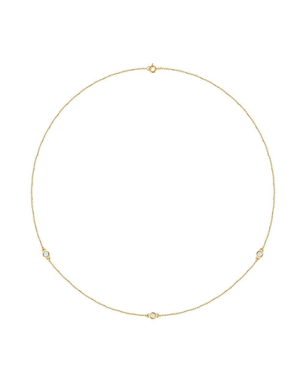 Colar Três Pontos de Luz em Ouro 14k com Diamantes de Laboratório