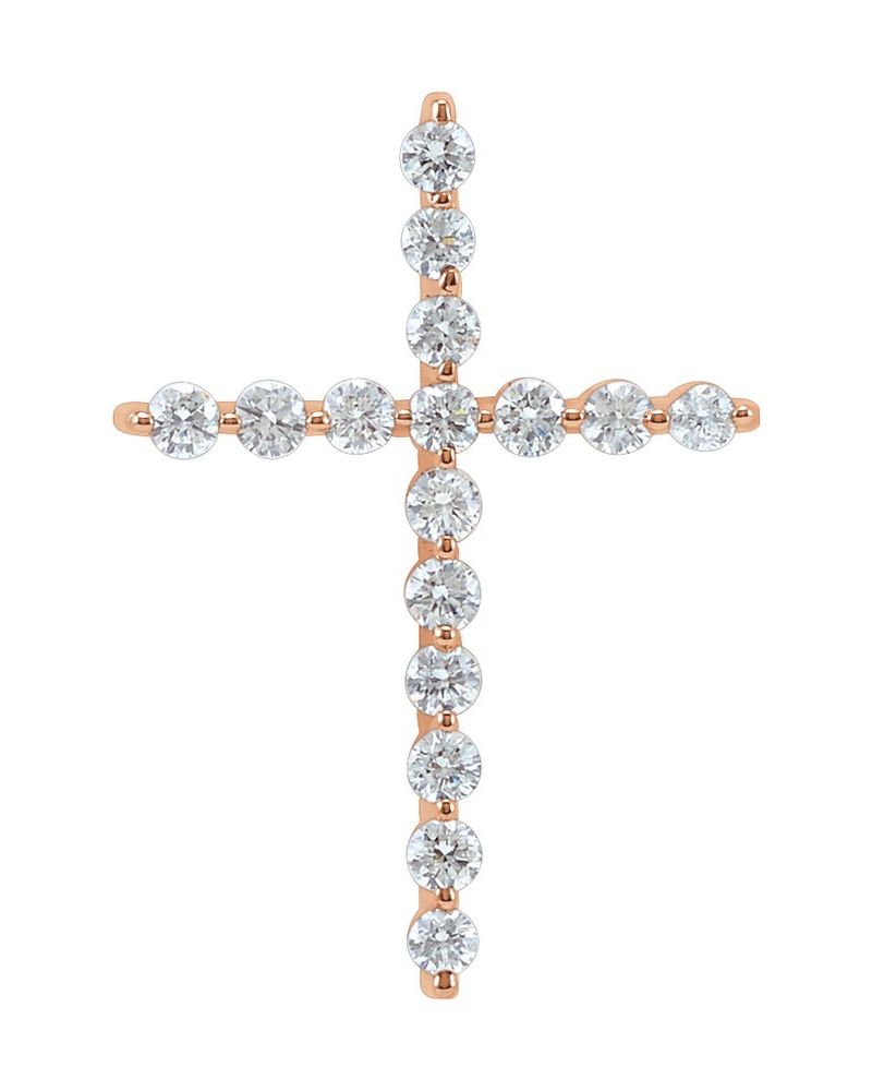 Pingente Cruz em Ouro 14k com Diamantes de Laboratório