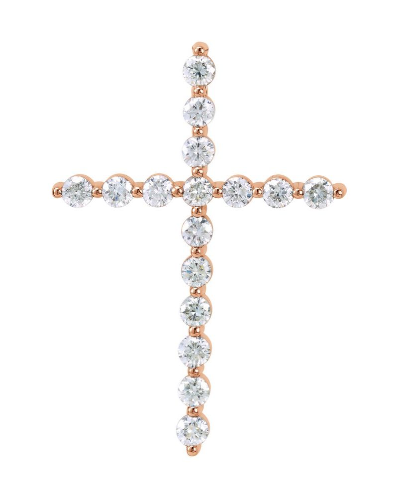 Pingente Cruz em Ouro 14k com Diamantes de Laboratório