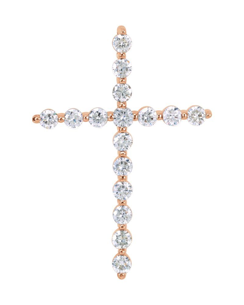 Pingente Cruz em Ouro 14k com Diamantes de Laboratório