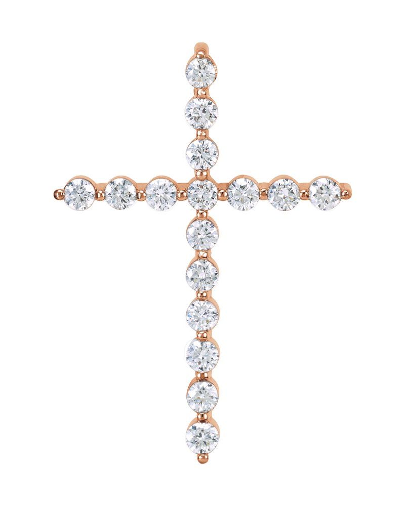 Pingente Cruz em Ouro 14k com Diamantes de Laboratório