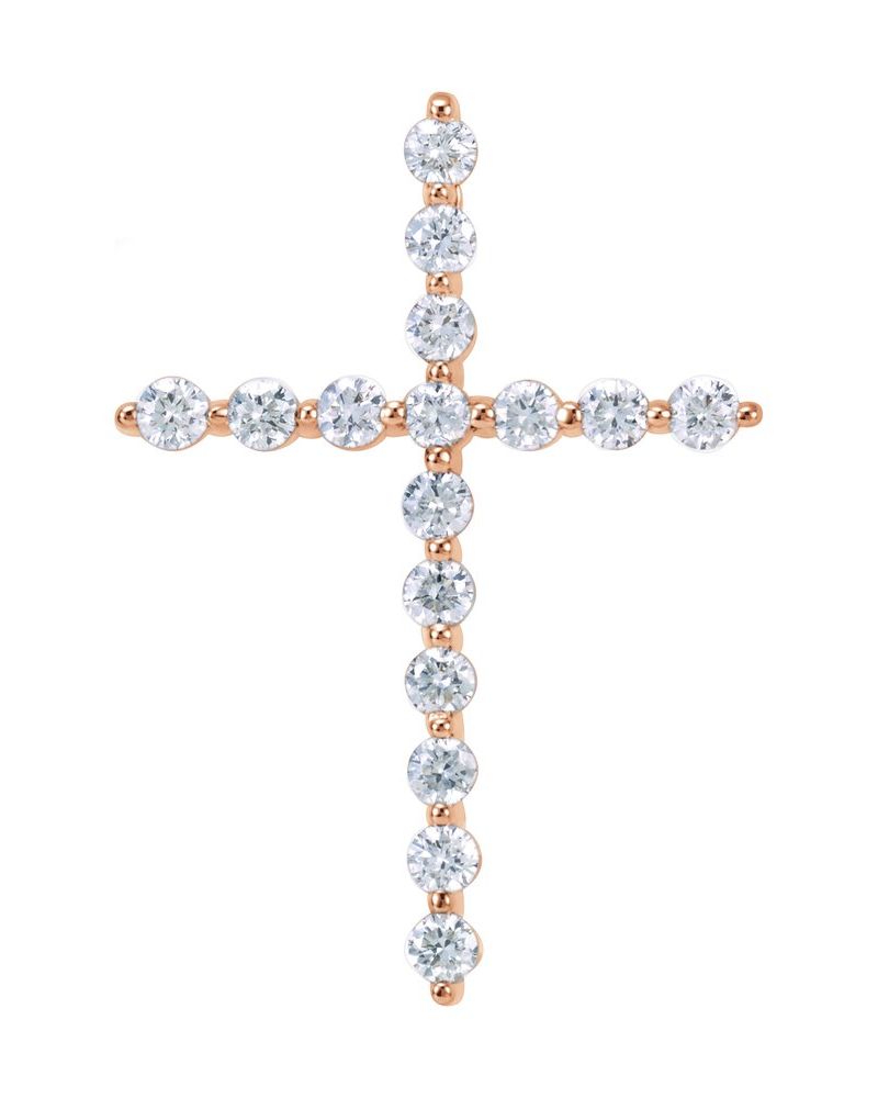 Pingente Cruz em Ouro 14k com Diamantes de Laboratório
