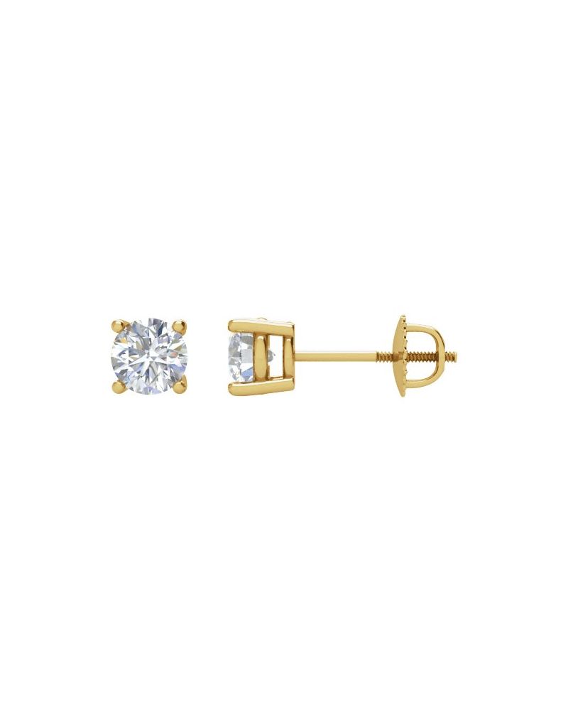 Brinco Ponto de Luz Redondo Quatro Garras em Ouro 14k com Diamantes Naturais – Modelo 6