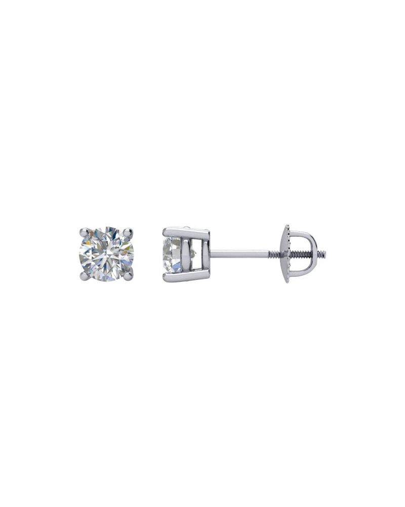 Brinco Ponto de Luz Redondo Quatro Garras em Ouro 14k com Diamantes Naturais – Modelo 6