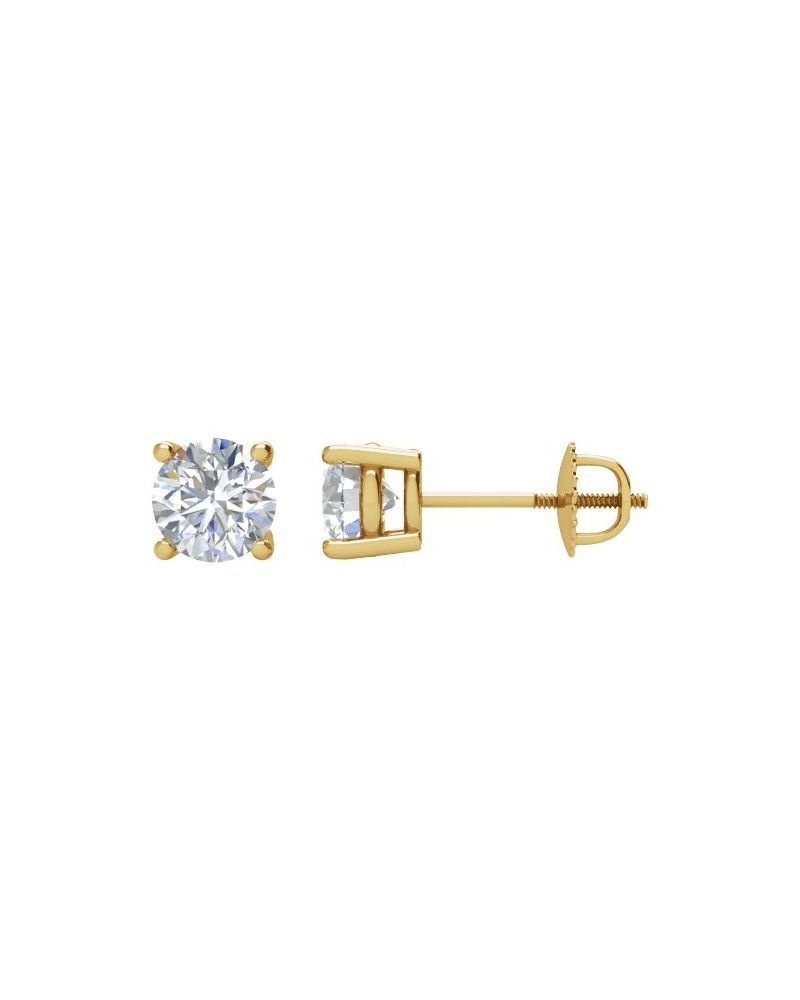 Brinco Ponto de Luz Redondo Quatro Garras em Ouro 14k com Diamantes Naturais – Modelo 6