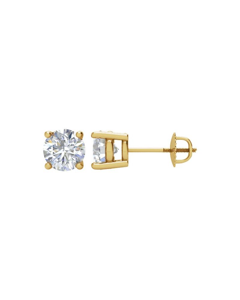 Brinco Ponto de Luz Redondo Quatro Garras em Ouro 14k com Diamantes Naturais – Modelo 6