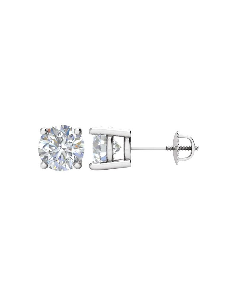 Brinco Ponto de Luz Redondo Quatro Garras em Ouro 14k com Diamantes Naturais – Modelo 6