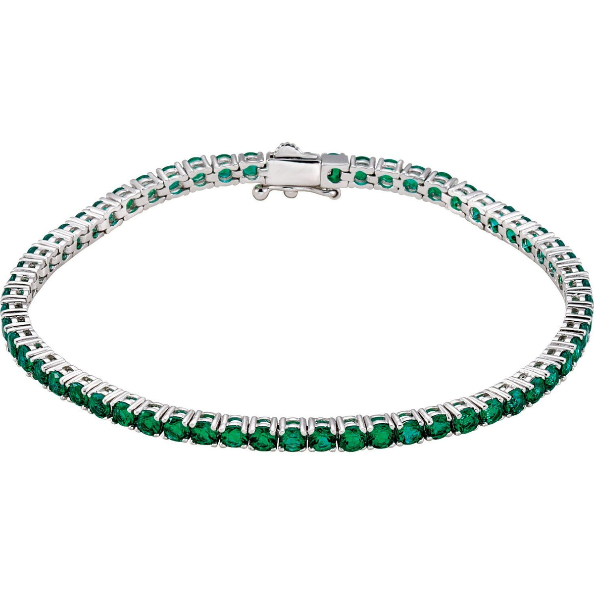 Pulseira riviera esmeralda – Ouro Branco 14k