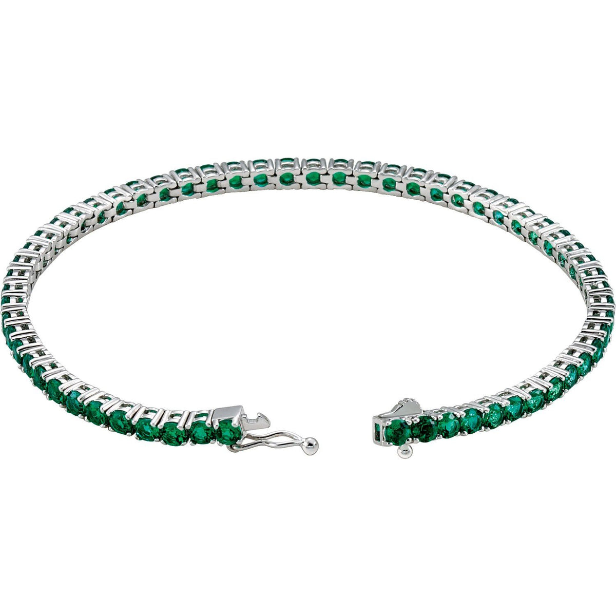 Pulseira riviera esmeralda – Ouro Branco 14k