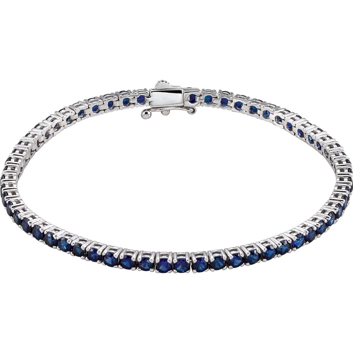 Pulseira riviera safira – Ouro Branco 14k