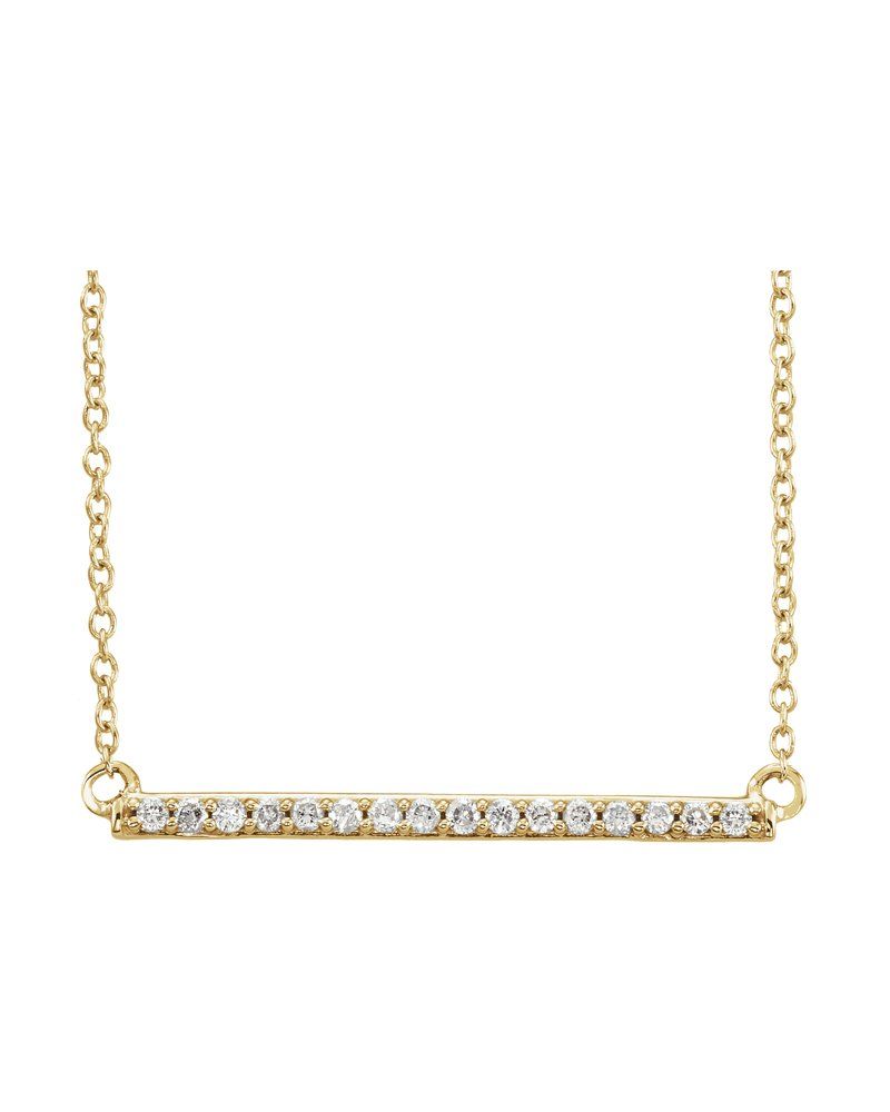 Colar Barra em Ouro 14k com Diamantes de Laboratório
