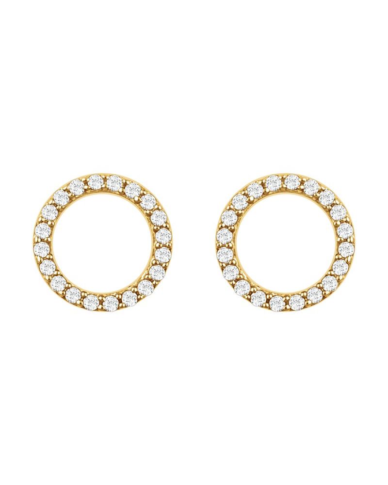 Brinco Círculo em Ouro 14k com Diamantes Naturais – Modelo 2