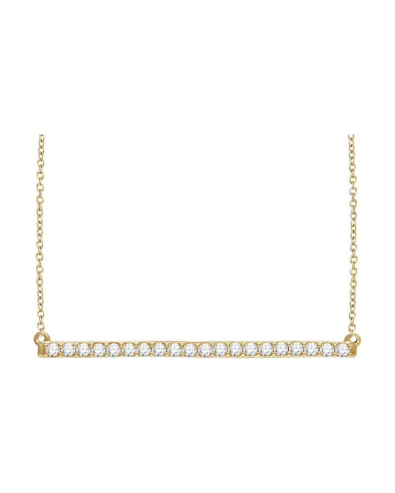 Colar Barra Cravejado em Ouro 14k com Diamantes de Laboratório – Modelo 2
