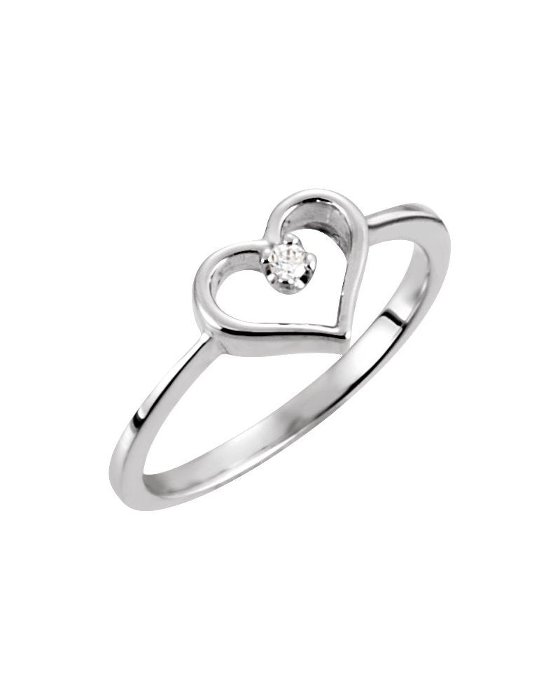 Anel Coração Infantil em Ouro 14k com Diamantes Naturais – Modelo 4